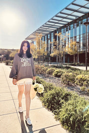 Cursive Women Sweatshirt | brown