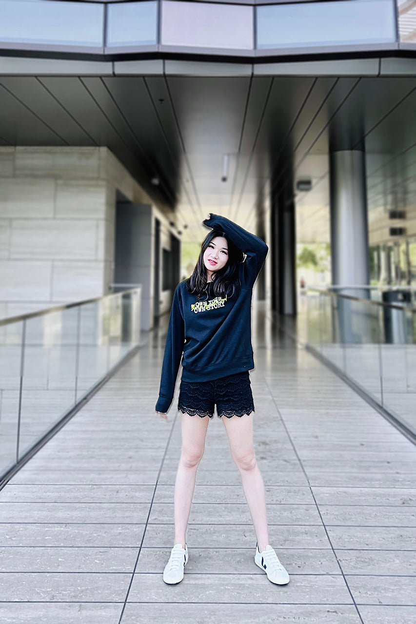 Motto Women Sweatshirt | pink on black