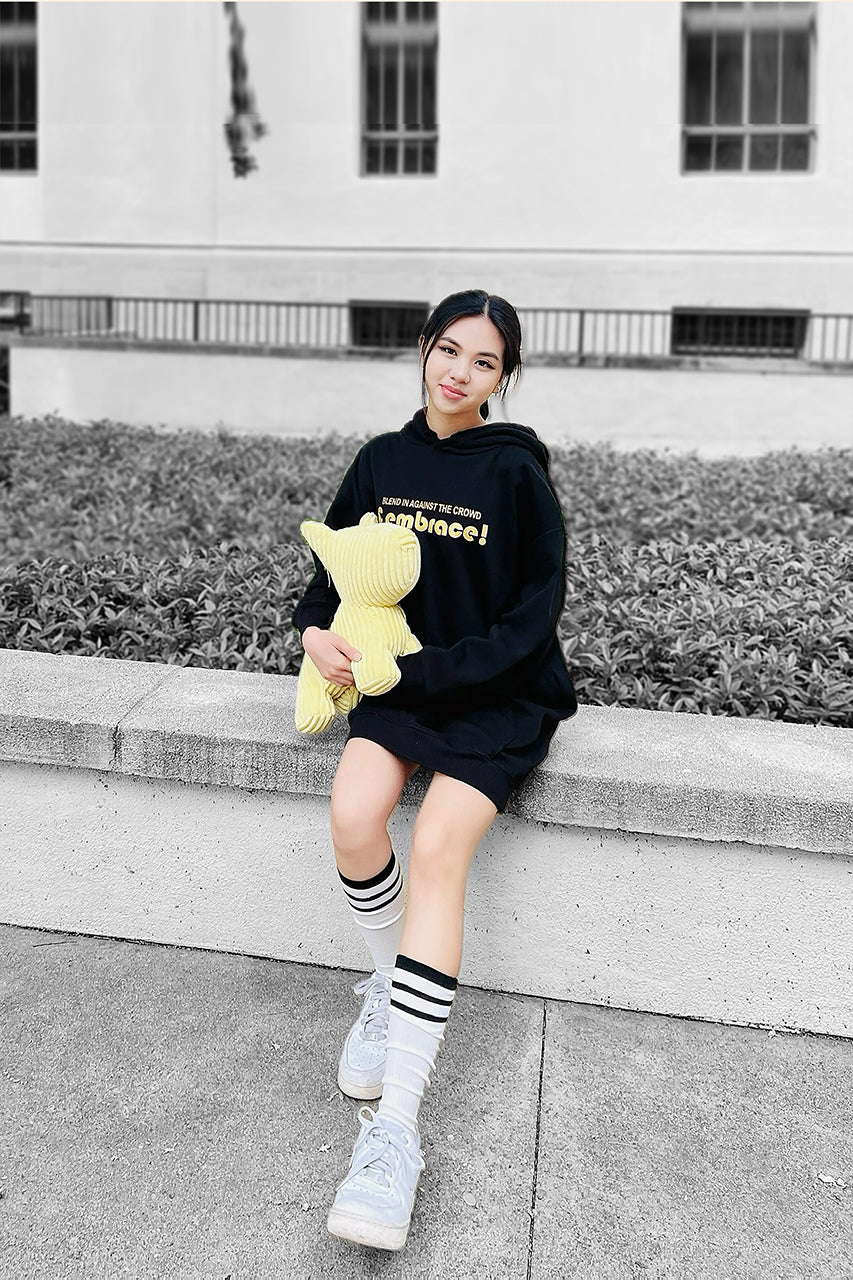 Precious Metal Hoodie Dress | black