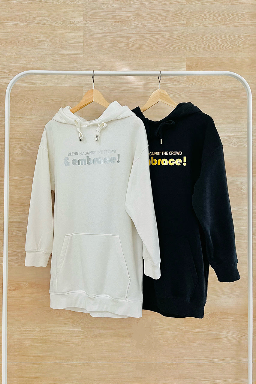 Precious Metal Hoodie Dress | black