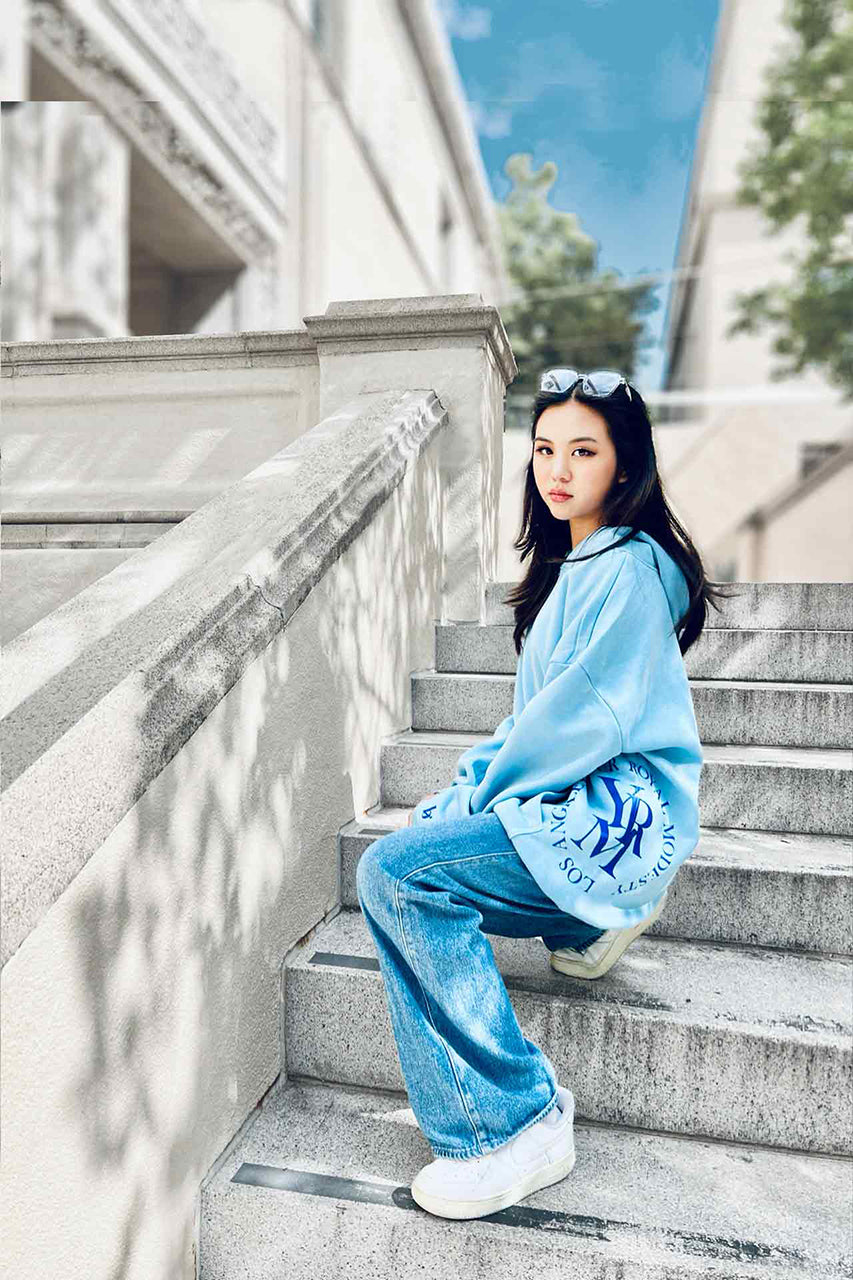 Round Seal Women Hoodie | sky blue