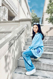 Round Seal Women Hoodie | sky blue